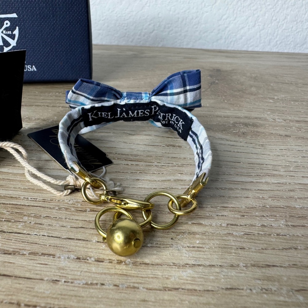 Kiel James Patrick x Brooks Brothers Bracelet Blue and White Plaid Bow Tie NWT - Picture 3 of 12